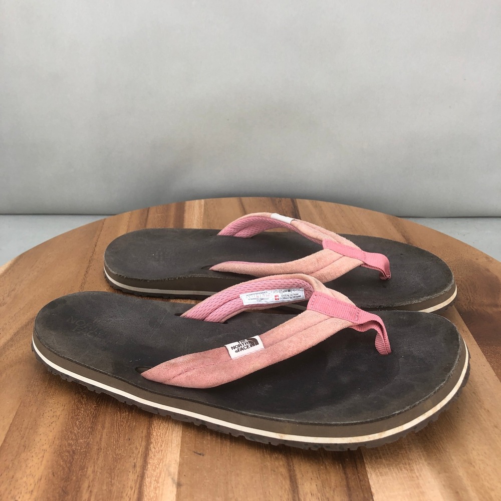 The North Face Womens Pink Suede Flip Flops Thong Sandals Size 9